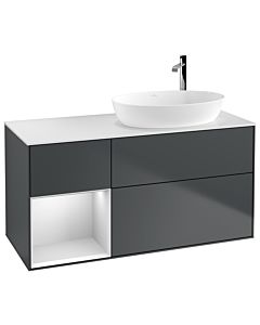 Villeroy und Boch Finion Waschtischunterschrank F921MTHG 120cm, Abdeckplatte white matt, Regale White matt lacquer, Midnight Blue Matt Lacquer