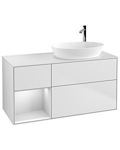 Villeroy und Boch Finion Waschtischunterschrank F921MTMT 120cm, Abdeckplatte white matt, Regale White matt lacquer, White matt lacquer