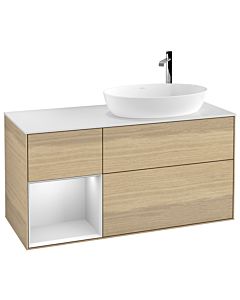 Villeroy und Boch Finion Waschtischunterschrank F921MTPC 120cm, Abdeckplatte white matt, Regale White matt lacquer, Oak Veneer