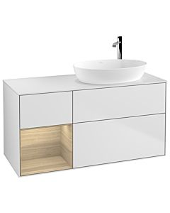 Villeroy und Boch Finion Waschtischunterschrank F921PCMT 120cm, Abdeckplatte white matt, Regale Oak Veneer, White matt lacquer