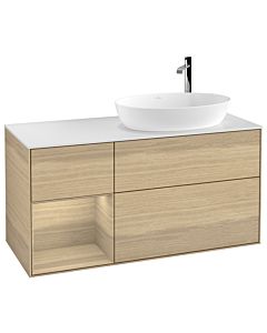 Villeroy und Boch Finion Villeroy und Boch F921PCPC 120cm, plaque de recouvrement blanc mat, étagères Oak Veneer , Oak Veneer