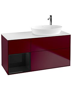 Villeroy und Boch Finion Villeroy und Boch F921PHHB 120cm, plateau blanc mat, étagères laquées noir brillant, Peony Matt