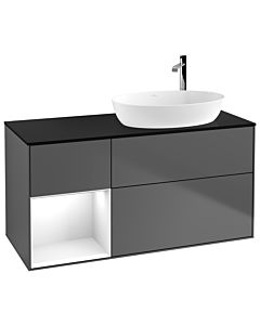 Villeroy und Boch Finion Villeroy und Boch Finion F922GFGK 120cm, cover plate black matt, shelves Glossy white lacquer, anthracite matt