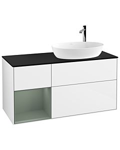 Villeroy und Boch Finion Villeroy und Boch Finion F922GMGF 120cm, cover plate black matt, shelves olive matt lacquer, glossy white lacquer