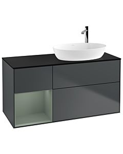 Villeroy und Boch Finion Villeroy und Boch Finion F922GMHG 120cm, cover plate black matt, shelves olive matt lacquer, midnight Blue Matt Lacquer