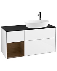 Villeroy und Boch Finion Villeroy und Boch Finion F922GNGF 120cm, cover plate black matt, shelves Walnut Veneer , glossy white lacquer