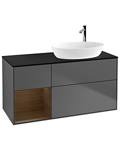 Villeroy und Boch Finion Villeroy und Boch Finion F922GNGK 120cm, cover plate black matt, shelves Walnut Veneer , anthracite matt