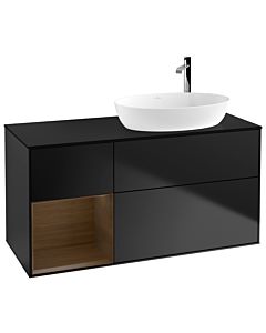 Villeroy und Boch Finion Villeroy und Boch F922GNPD 120cm, plaque de recouvrement noir mat, étagères Walnut Veneer , laqué noir mat