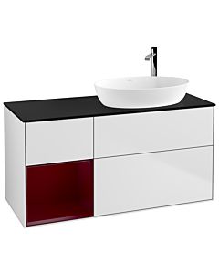 Villeroy und Boch Finion Villeroy und Boch Finion F922HBMT 120cm, cover plate black matt, shelves Peony matt lacquer, white matt lacquer