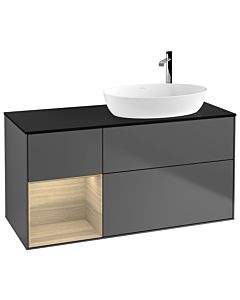 Villeroy und Boch Finion Villeroy und Boch F922PCGK 120cm, plaque de finition noir mat, étagères Oak Veneer , anthracite mat