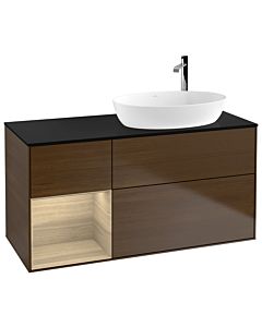 Villeroy und Boch Finion Villeroy und Boch F922PCGN 120cm, plaque de finition noire mate, étagères Oak Veneer , placage Oak Veneer