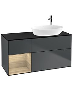 Villeroy und Boch Finion Villeroy und Boch Finion F922PCHG 120cm, cover plate black matt, shelves Oak Veneer , midnight Blue Matt Lacquer