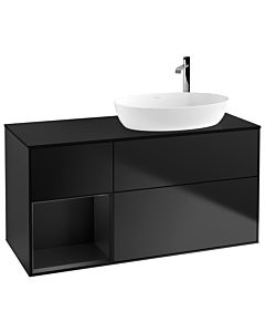 Villeroy und Boch Finion Waschtischunterschrank F922PDPD 120cm, Abdeckplatte black matt, Regale Black matt lacquer, Black matt lacquer