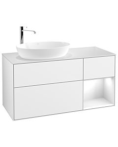 Villeroy und Boch Finion Waschtischunterschrank F931GFGF 120cm, Abdeckplatte white matt, Regale Glossy white lacquer, Glossy white lacquer