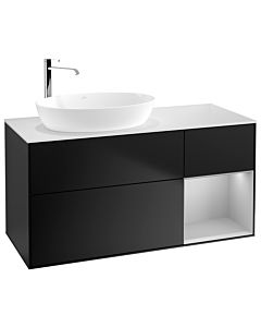 Villeroy und Boch Finion Waschtischunterschrank F931GJPD 120cm, Abdeckplatte white matt, Regale Light grey matt lacquer, Black matt lacquer