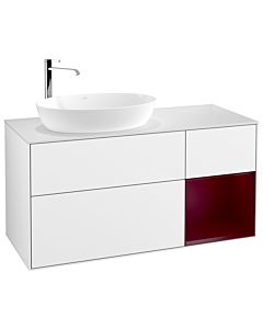 Villeroy und Boch Finion Waschtischunterschrank F931HBGF 120cm, Abdeckplatte white matt, Regale Peony matt lacquer, Glossy white lacquer