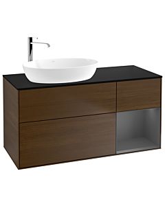 Villeroy und Boch Finion Villeroy und Boch Finion F932GKGN 120cm, cover plate black matt, shelves anthracite matt lacquer, walnut veneer