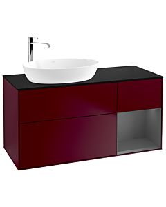 Villeroy und Boch Finion Villeroy und Boch F932GKHB 120cm, plaque de recouvrement noire mate, étagères laquées anthracite mat, Peony Matt