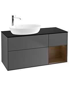 Villeroy und Boch Finion Villeroy und Boch F932GNGK 120cm, plaque de finition noir mat, étagères Walnut Veneer , anthracite mat