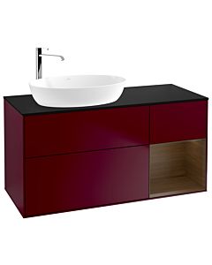 Villeroy und Boch Finion Villeroy und Boch F932GNHB 120cm, plaque de finition noir mat, étagères Walnut Veneer , Peony Matt