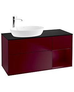 Villeroy und Boch Finion Waschtischunterschrank F932HBHB 120cm, Abdeckplatte black matt, Regale Peony matt lacquer, Peony Matt
