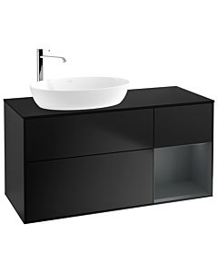 Villeroy und Boch Finion Waschtischunterschrank F932HGPD 120cm, Abdeckplatte black matt, Regale Midnight matt lacquer, Black matt lacquer