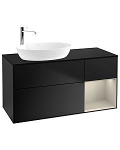 Villeroy und Boch Finion Waschtischunterschrank F932HHPD 120cm, Abdeckplatte black matt, Regale sand matt lacquer, Black matt lacquer