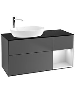 Villeroy und Boch Finion Villeroy und Boch Finion F932MTGK 120cm, cover plate black matt, shelves white matt lacquer, anthracite matt