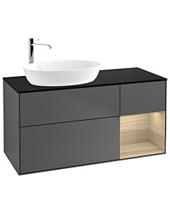 Villeroy und Boch Finion Villeroy und Boch F932PCGK 120cm, plaque de finition noir mat, étagères Oak Veneer , anthracite mat