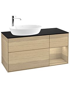 Villeroy und Boch Finion Villeroy und Boch F932PCPC 120cm, plaque de recouvrement noir mat, étagères Oak Veneer , Oak Veneer