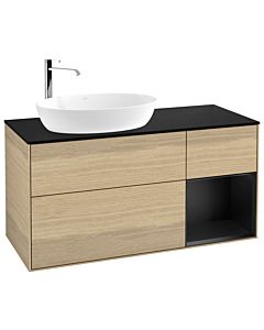 Villeroy und Boch Finion Waschtischunterschrank F932PDPC 120cm, Abdeckplatte black matt, Regale Black matt lacquer, Oak Veneer