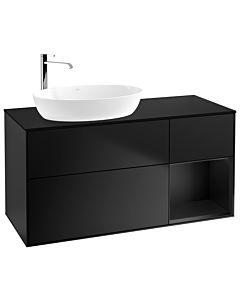 Villeroy und Boch Finion Waschtischunterschrank F932PDPD 120cm, Abdeckplatte black matt, Regale Black matt lacquer, Black matt lacquer