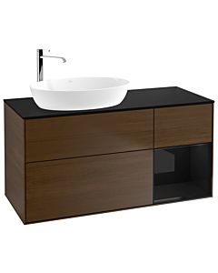 Villeroy und Boch Finion Villeroy und Boch Finion F932PHGN 120cm, cover plate black matt, shelves Glossy black lacquer, walnut veneer