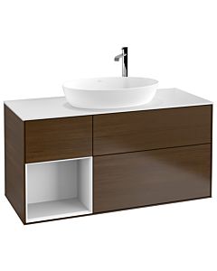 Villeroy und Boch Finion Villeroy und Boch Finion F941GFGN 120cm, cover plate white matt, shelves Glossy white lacquer, walnut veneer