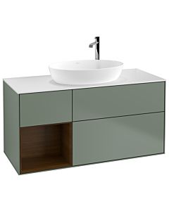 Villeroy und Boch Finion Villeroy und Boch Finion F941GNGM 120cm, cover plate white matt, shelves Walnut Veneer , Olive Matt Lacquer