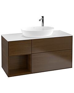 Villeroy und Boch Finion Villeroy und Boch F941GNGN 120cm, plaque de finition blanc mat, étagères Walnut Veneer , placage Walnut Veneer
