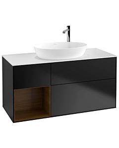 Villeroy und Boch Finion Villeroy und Boch F941GNPD 120cm, couvercle blanc mat, étagères Walnut Veneer , laqué noir mat
