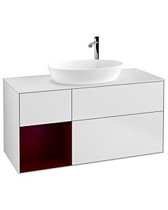 Villeroy und Boch Finion Waschtischunterschrank F941HBMT 120cm, Abdeckplatte white matt, Regale Peony matt lacquer, White matt lacquer