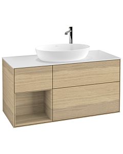 Villeroy und Boch Finion Waschtischunterschrank F941PCPC 120cm, Abdeckplatte white matt, Regale Oak Veneer, Oak Veneer