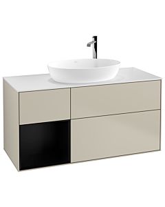 Villeroy und Boch Finion Villeroy und Boch F941PDHH 120cm, couvercle blanc mat, étagères laqué noir mat, Sand Matt Lacquer