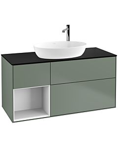 Villeroy und Boch Finion Villeroy und Boch Finion F942GFGM 120cm, cover plate black matt, shelves Glossy white lacquer, Olive Matt Lacquer