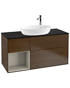 Villeroy und Boch Finion Villeroy und Boch Finion F942HHGN 120cm, cover plate black matt, shelves sand matt lacquer, walnut veneer