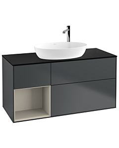 Villeroy und Boch Finion Villeroy und Boch Finion F942HHHG 120cm, cover plate black matt, shelves sand matt lacquer, midnight Blue Matt Lacquer