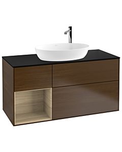 Villeroy und Boch Finion Villeroy und Boch Finion F942PCGN 120cm, cover plate black matt, shelves Oak Veneer , Oak Veneer veneer