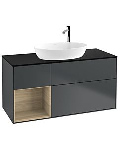 Villeroy und Boch Finion Villeroy und Boch Finion F942PCHG 120cm, cover plate black matt, shelves Oak Veneer , midnight Blue Matt Lacquer