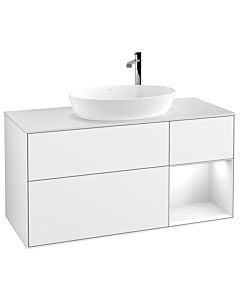 Villeroy und Boch Finion Waschtischunterschrank F951GFGF 120cm, Abdeckplatte white matt, Regale Glossy white lacquer, Glossy white lacquer