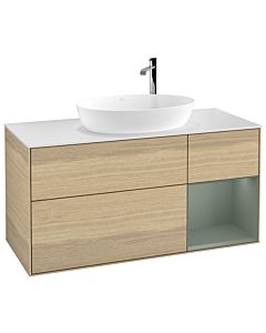 Villeroy und Boch Finion Villeroy und Boch Finion F951GMPC 120cm, cover plate white matt, shelves olive matt lacquer, Oak Veneer