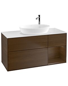 Villeroy und Boch Finion Villeroy und Boch F951GNGN 120cm, plaque de recouvrement blanc mat, étagères Walnut Veneer , placage Walnut Veneer