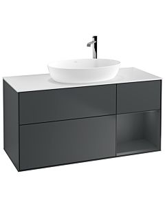 Villeroy und Boch Finion Waschtischunterschrank F951HGHG 120cm, Abdeckplatte white matt, Regale Midnight matt lacquer, Midnight Blue Matt Lacquer