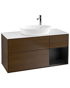 Villeroy und Boch Finion Villeroy und Boch Finion F951PDGN 120cm, cover plate white matt, shelves black matt lacquer, walnut veneer